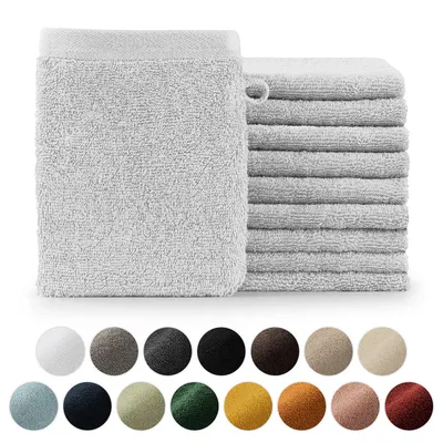 Image de Blumtal Premium Set de serviettes éponge avec boucles de suspension - coton  Oeko-TEX, doux, très absorbant - 10x gant de toilette (15x20 cm), blanc