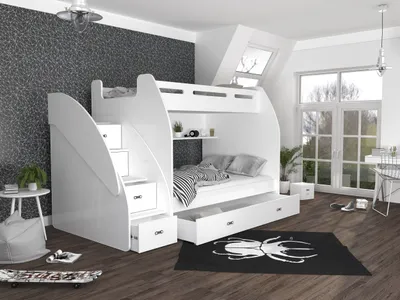 Obrázek produktu pro FEDVE dětská postel podkrovní postel patrová postel PLUTO 90/120x200cm dětský pokoj manželská postel roštový rám