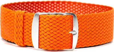 Produktbild von ClassicWatchStraps Perlon Uhrenarmband - Orange, 18 mm, Silber gebürstet