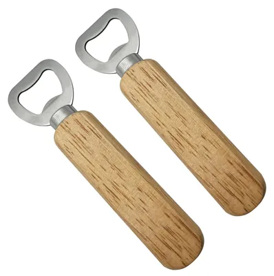 Produktbild von Flaschenöffner mit Holzgriff und 2 Flaschenverschlüssen für Wein und Bier