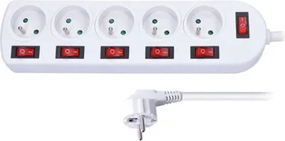 Immagine prodotto di Solight Cavo di prolunga bianco, 6x interruttore, 5 prese, 3m PP144