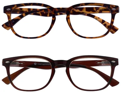 Produktbild von UV Reader Braune Schildpatt & Braun Lesebrille Wert 2er-Pack Designer Stil Herren Frauen UVR2PK014_015 +3,50