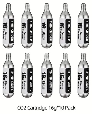 Zdjęcie produktu dla Pompa CO2 do roweru - z adapterami Schrader i Presta - 10 kartuszy CO2 o wadze 16 g - manualna - wykonana z aluminium - mini
