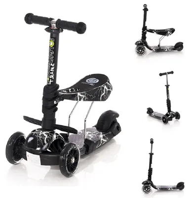 Produktbild von Lorelli Kinderroller Laufrad 2 in 1 Smart PolyurethanRäder leuchten klappbar verstellbar schwarz/grau