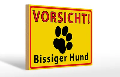 Produktbild von Holzschild Tiere 30x20cm Vorsicht bissiger Hund