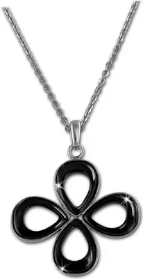 Immagine prodotto di Amello collana acciaio inox ceramica 50cm fiore gioielli argento nero D2ESKX28S