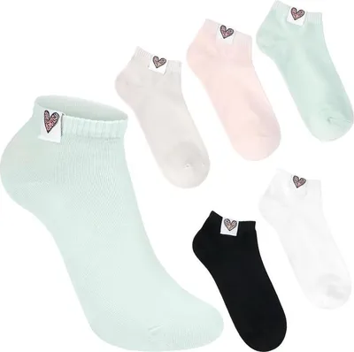 Produktbild von BRUBAKER 5 Paar Damen Sneakersocken 36-41 – Leopardenmuster Herz – Kuschelige Baumwollsocken – Mehrfarbig