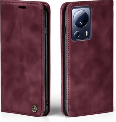 Produktbild von Handy Hülle für Xiaomi 13 Lite Klapphülle Bookcase Flip Cover Handy Tasche Etui Farbe: Weinrot