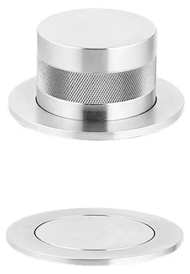 Produktbild von CARESSI Excenter-Set 708135 mit Druck-Drehknopf in EDELSTAHL zum Nachrüsten von Spülen mit Handbetätigung / Excenterbedienung