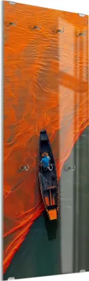 Produktbild von DEQORI Kleiderhaken aus Glas 50x125 cm 'Im Strom der Farbe' Wand Garderobe Paneel Haken