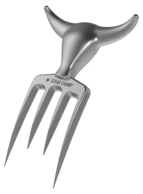 Obrázek produktu pro Steak Champ Bull Fork, vidlička na maso, 16,5 cm: Velká vidlička na podávání, nůž na krájení masa, vyrobená z zinkové slitiny, chromovaná, vhodná do myčky