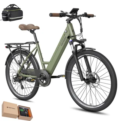 Produktbild von Elektrofahrrad 26 Zoll Pannensichere Reifen Rostfreie Aluminiumlegierung bis zu 90 - 110 km Wasserdicht IP54 mit 7 Gang, Grün
