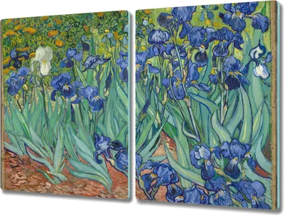 Produktbild von Coloray Hackbrett Herdabdeckplatte 2x40x52 cm Küchenbrett Kochplattenabdeckung Schneidebrett - Van Gogh Iris