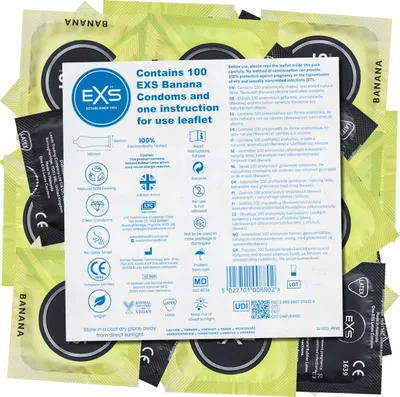 Produktbild von EXS Banana: 100 leckere, aromatisierte Kondome mit Bananengeschmack, 56mm