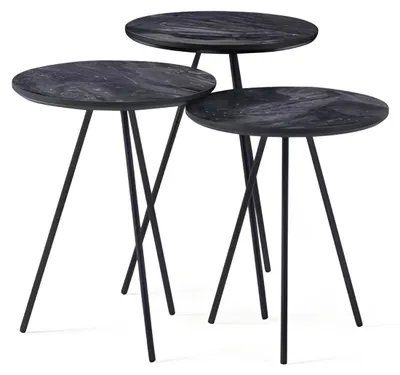 Produktbild von Wohnzimmer Set 3tlg Rund Beistelltische Wohnzimmertisch Kaffeetisch Tisch