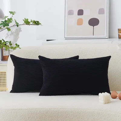 Obrázok produktu pre Poťahy na vankúše, 30x50 cm, tmavohnedé, 2 kusy, zamat, skrytý zips