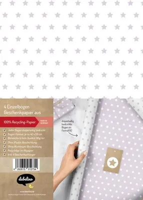 Produktbild von Geschenkpapier-Set Sterne (pastell-lila/ weiß)