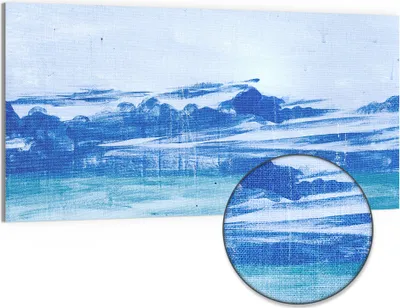 Produktbild von DEQORI Hybrid Leinwand Bild 100x50 cm 'Winterseelandschaft' Wandbild Glas flach modern