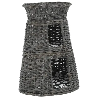 Produktbild von vidaXL 3-tlg. Katzenkorb-Set mit Kissen Grau 47x34x60 cm Natur Weide