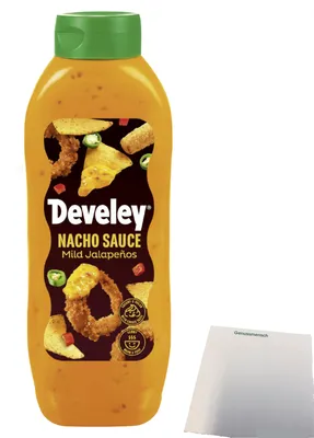 Produktbild von Develey Nacho Sauce mild Jalapenos (875ml Flasche) + usy Block