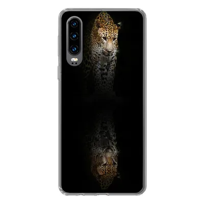 Produktbild von MuchoWow® Handyhülle Schutzhülle Hülle für Huawei P30 Leopard - Reflexion - Schwarz Silikon Softcase Handy Hülle - Kartenbesitzer