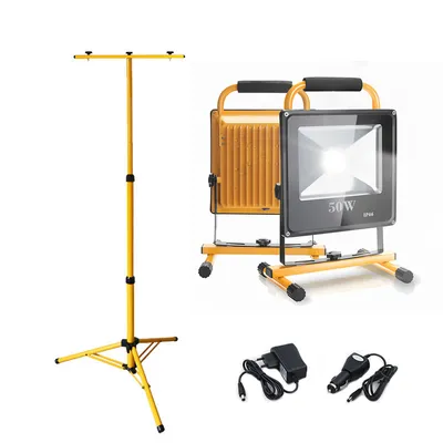 Image de Jopassy 2pcs 50W LED Projecteur Lampes de travail Projecteur blanc froid Projecteur de chantier IP66 avec trépied 4500 lumens Flux lumineux 160cm