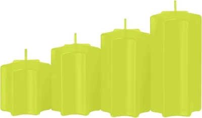 Produktbild von 4er Set Sternkerzen abgestuft Lime Grün Ø 6 cm
