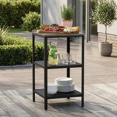 Produktbild von Outdoor Standregal ’Bolognano’ 92x50x50 cm Schwarz/Silber