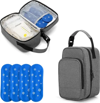 Produktbild von Isolierte Kühltasche für Muttermilch mit 4 Kühlakkus - Kühler für 6 Beutel Muttermilch - Praktische und langlebige Aufbewahrungstasche