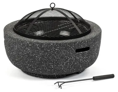 Produktbild von FIELDMANN FZG 1030G 60 cm Outdoor Feuerstelle mit Holzkohle-Grill, verchromter Grillrost Ø 43 cm, Funken-Schutz & Abdeckhaube, Anzünd- und Grillzubehör