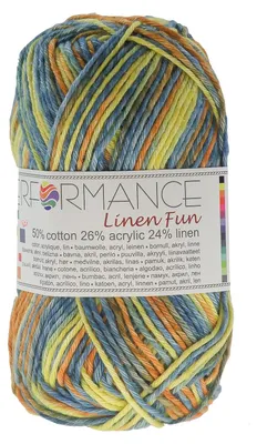 50g Strickgarn Linen Fun Mischgarn Häkelgarn Strick-Garn gelb-blau-braun