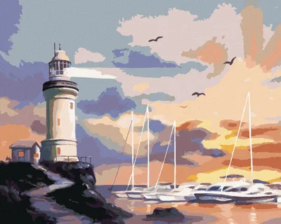 Produktbild von Zuty - Malen nach Zahlen - SEGELSCHIFFE, LEUCHTTURM UND SONNENUNTERGANG (D. RUSTY RUST), 40x50 cm, ohne Keilrahmen