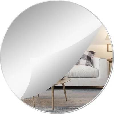 Image de Miroir rond adhésif de 20 cm, verre sans cadre, décoration murale, idéal pour la chambre
