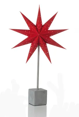 Image de Support en béton 'étoile' avec lampe, électrique, E14, gris/rouge, 58 cm