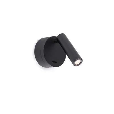 Zdjęcie produktu dla Faro Barcelona - Kinkiet z wbudowanym ramieniem LED, 3W - Metal malowany, sypialnia, 95 lm, 3000 K - Czarny