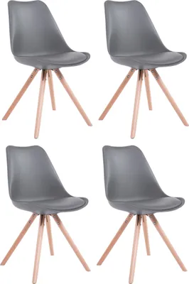 Produktbild von 4er Set Stühle HLO-CP8 Kunstleder Rund natura  grau