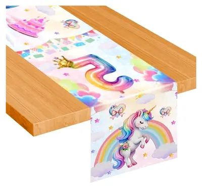 Produktbild von Einhorn Tischdecke für den 5. Geburtstag, 180 x 30 cm