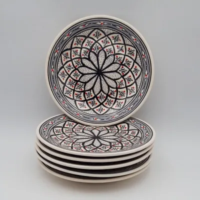Image de Lot de 6 assiettes plates Bakir gris - D 24 cm