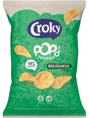 Produktbild von Croky Pop'd Kartoffelchips Bolognese Geschmack, 85 g, knuspriger Snack