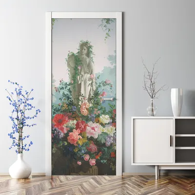 Produktbild von Dekorative Türposter selbstklebend Wandaufkleber Türaufkleber Blumen Aquarellfarbe 70 x 200 cm