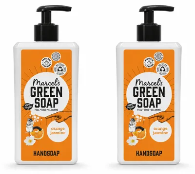 Productafbeelding van 2 x Marcel's Green Soap handzeep - Sinaasappel en jasmijn - 500 ml - Voordelige verpakking - 2 stuks