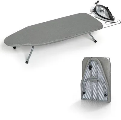Productafbeelding van Draagbaar strijkplank - Hittebestendige katoenen bekleding - Mini-strijkplank voor kleine ruimtes - Grijs, 79 x 30 cm
