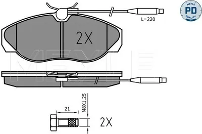 Produktbild von MEYLE 025 217 9719/PD Bremsbeläge Vorne für FIAT DUCATO Pritsche/Fahrgestell (230) DUCATO Bus (230) DUCATO Kasten (230L) für CITROËN JUMPER Kasten