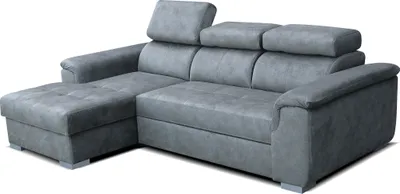 Produktbild von Robin Silver Ecksofa mit Schlaffunktion Bettkasten 3 Verstellbare Kopfstützen Sofa L-Form Schlafsofa Freistehende Eckcouch Schlafcouch Wohnzimmermöbel Wohnlandschaft Links