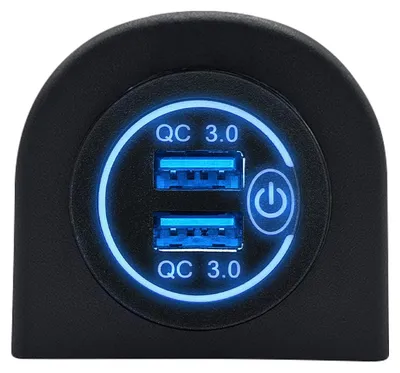 Produktbild von ProRide USB-Autolader, 2 Ports, QC3.0 18W, Schalter, 1-fach Aufbau, 12V