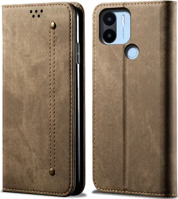Image de Xiaomi Poco C50 Case, étui portefeuille en cuir avec fermeture magnétique et support pour Xiaomi Poco C50 Khaki