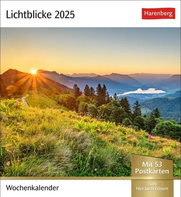 Zdjęcie produktu dla Kalendarz pocztówkowy „Lichtblicke” 2025 – kalendarz tygodniowy z 53 pocztówkami