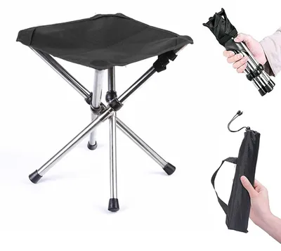 Produktbild von Campinghocker Klapphocker Faltstuhl - Belastbar bis 120 kg - 28 cm Sitzhöhe - Schwarz - Für Camping und Wandern