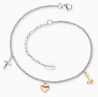 Produktbild von Engelsrufer Fußkette Glaube Liebe Hoffnung Tricolor Edelstahl ERFS-FLH-TRI