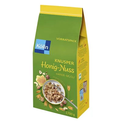 Image de Kölln Knusper Honig Nuss Müsli à l'avoine avec un délicieux mélange de noix 1700g